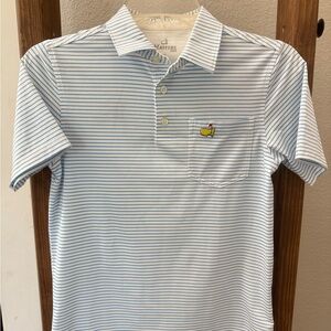 Masters Blue and white Striped youth boys (Medium) Polo Shirt